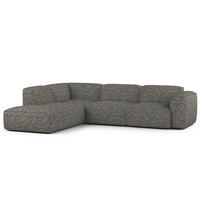 3-SITZER ECKSOFA mit Recamiere - Schwarz/Grau, Kunststoff/Textil (295/231cm) - home24