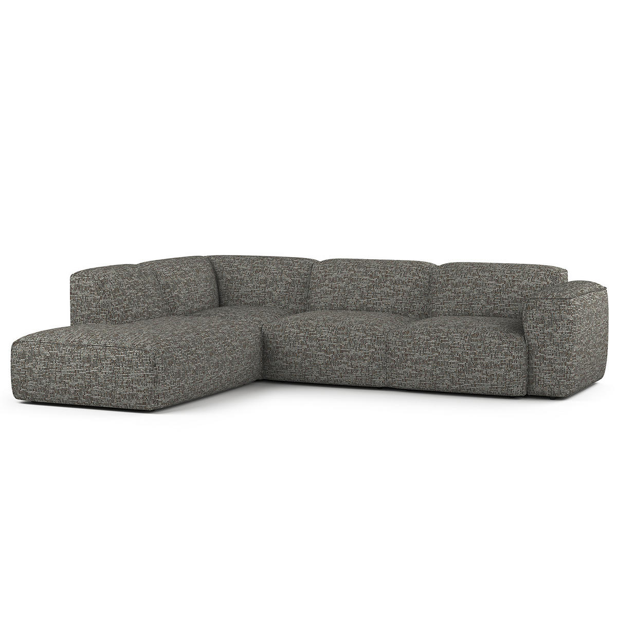 3-SITZER ECKSOFA mit Recamiere - Schwarz/Grau, Kunststoff/Textil (295/231cm) - home24