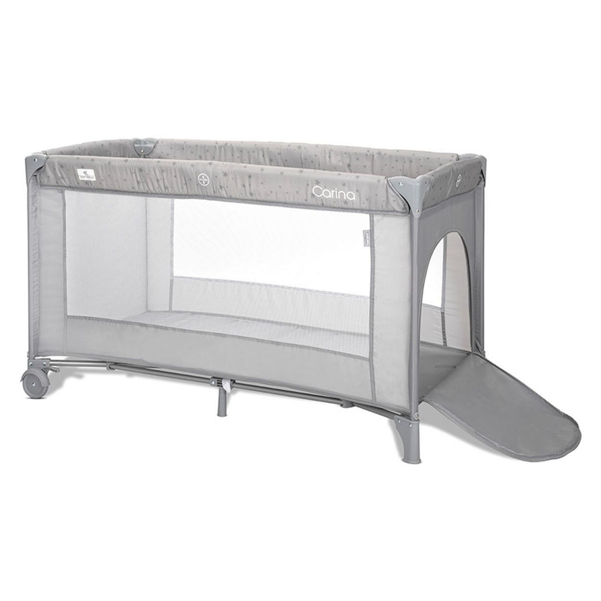 REISEBETT Carina grau Matratze Tragetasche faltbar Räder mit Bremse - Grau, Kunststoff (67/125cm) - Lorelli