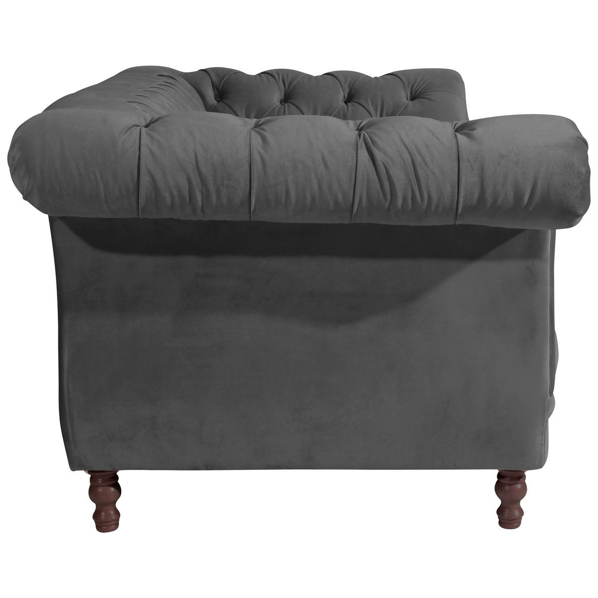 CHESTERFIELD Sofa 2-Sitzer Kaylin Samtvelours anthrazit - Anthrazit, Kunststoff (200/80/100cm) - 58aufmkessel