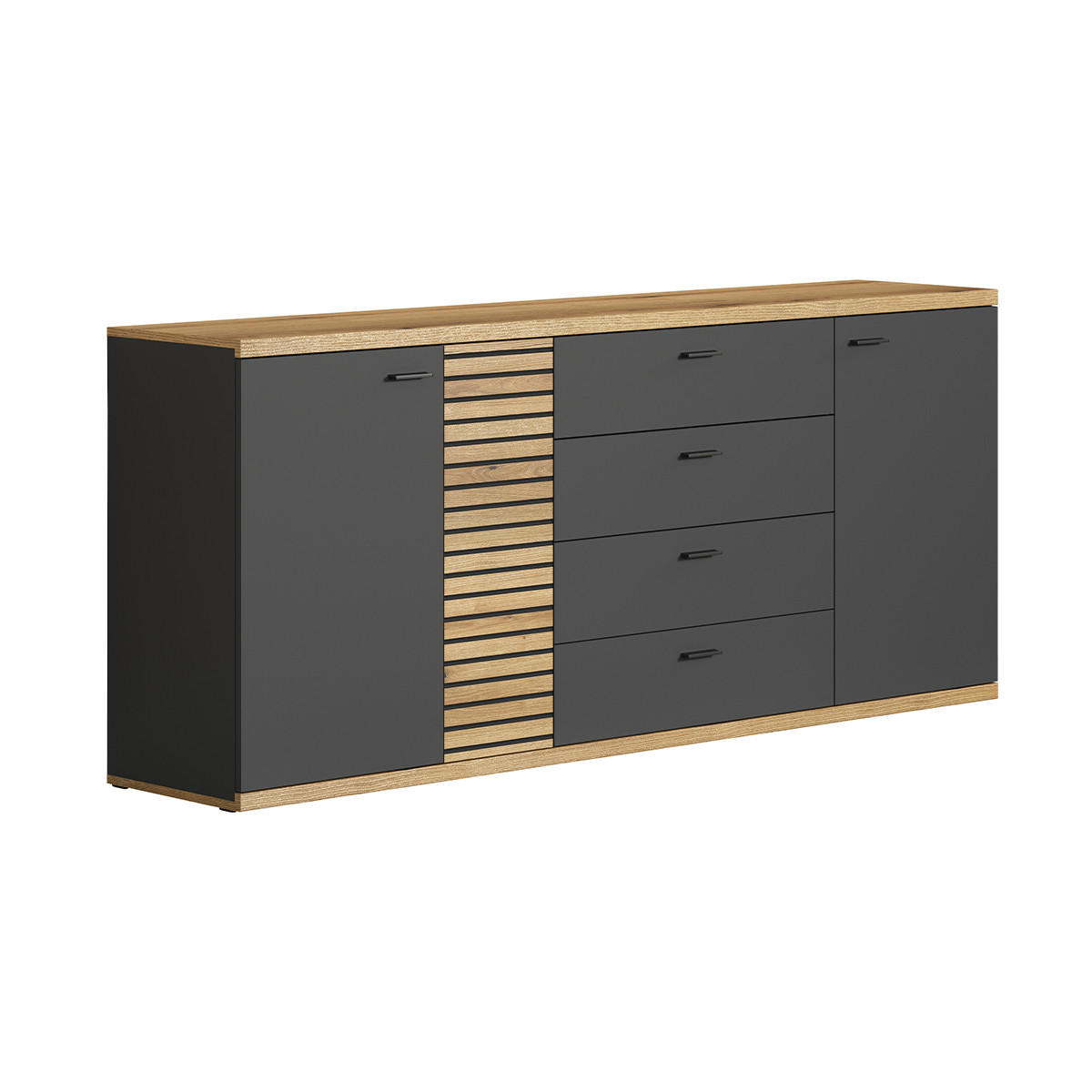 SIDEBOARD Norris Anthrazit - Anthrazit, Holzwerkstoff (186/85/42cm) - Trendteam