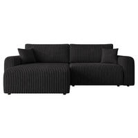 ECKSCHLAFSOFA Floryn L Cord Bis - Schwarz, Holz/Kunststoff (245/145cm) - MIRJAN24