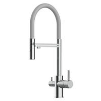 3-WEGE-KÜCHENARMATUR, Verchromt und Grau, 2-Strahl-Brause - Grau, Metall (20.8/50.8/20.8cm) - VIZIO