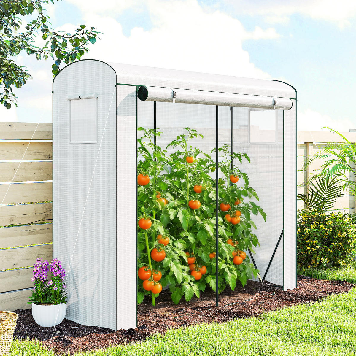 GEWÄCHSHAUS Stahl PE Weiß - Weiß, Metall (75/188/200cm) - Outsunny