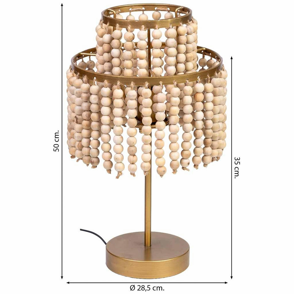 LAMPE aus Metall und Holz, golden, 29x35cm - Goldfarben, Metall (28.5/28.5/35cm) - Wanderlust