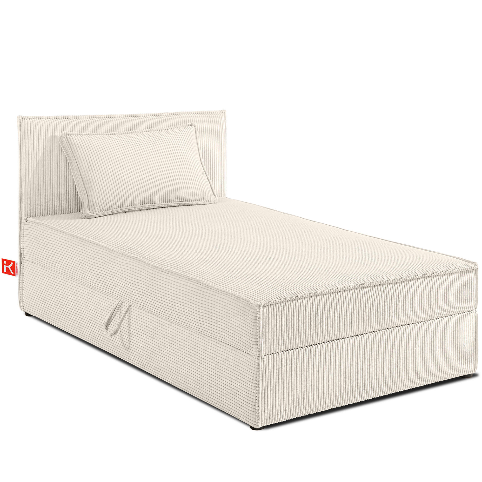 BOXSPRINGBETT ROTI Einzelbett, ecrufarben - Ecru/Schwarz, Holz/Holzwerkstoff (90/200cm) - KONSIMO®