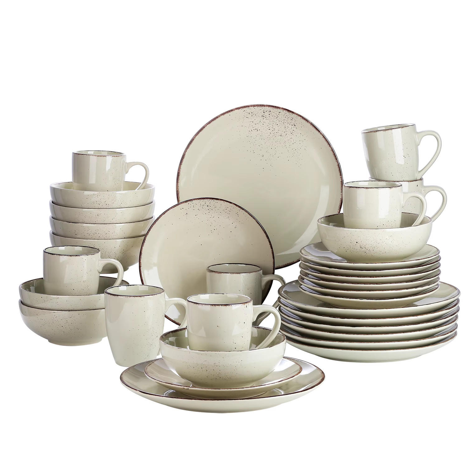 KOMBISERVICE 32-teilig aus Keramik, Beige, Geschirrset für 8 Personen - Beige, Keramik (27/3/27cm) - Kaket