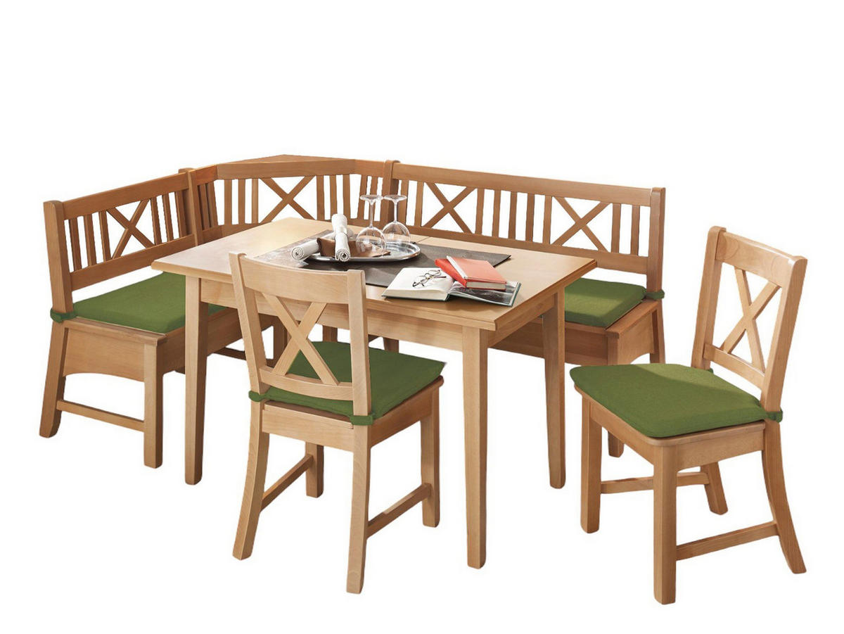 ECKBANKGRUPPE im modernen Landhausstil Deborah Massivholz Buche/Grün - Buchefarben/Grün, Holz (179/1/139cm) - 58aufmkessel