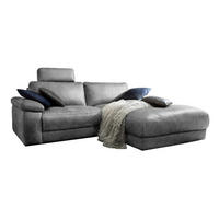 ECKSOFA MOTORISCH. RELAXFUNKTION LOLA Grau Leder - Schwarz/Grau, Leder (233/178cm) - KAWOLA