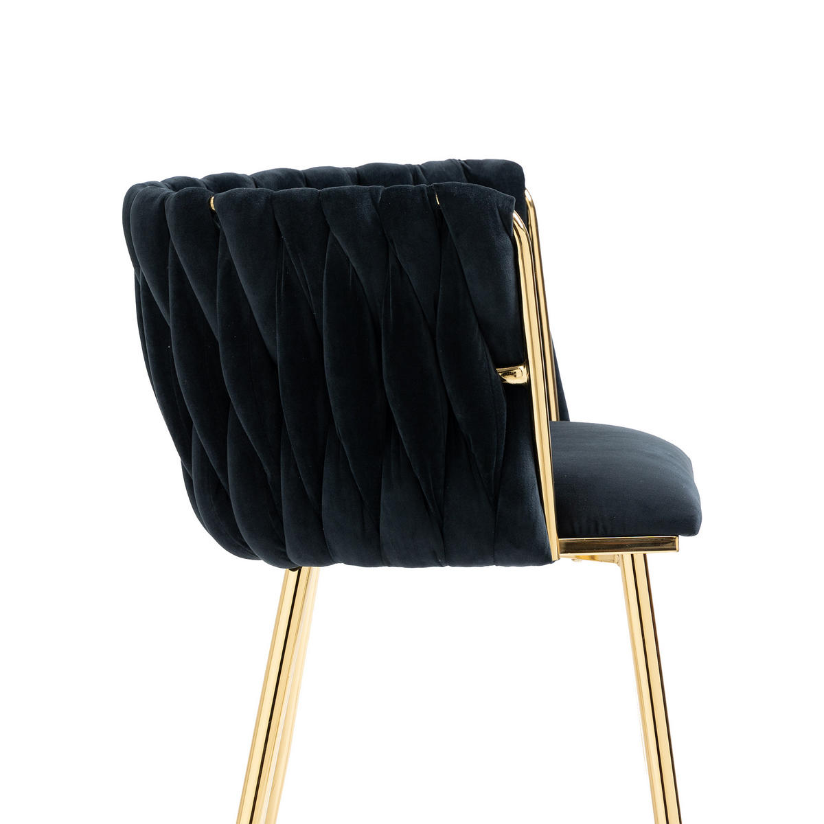 ESSZIMMERSTUHL 2er-Set aus Samt mit Goldbeinen - Schwarz, Textil (55.5/74/41cm)