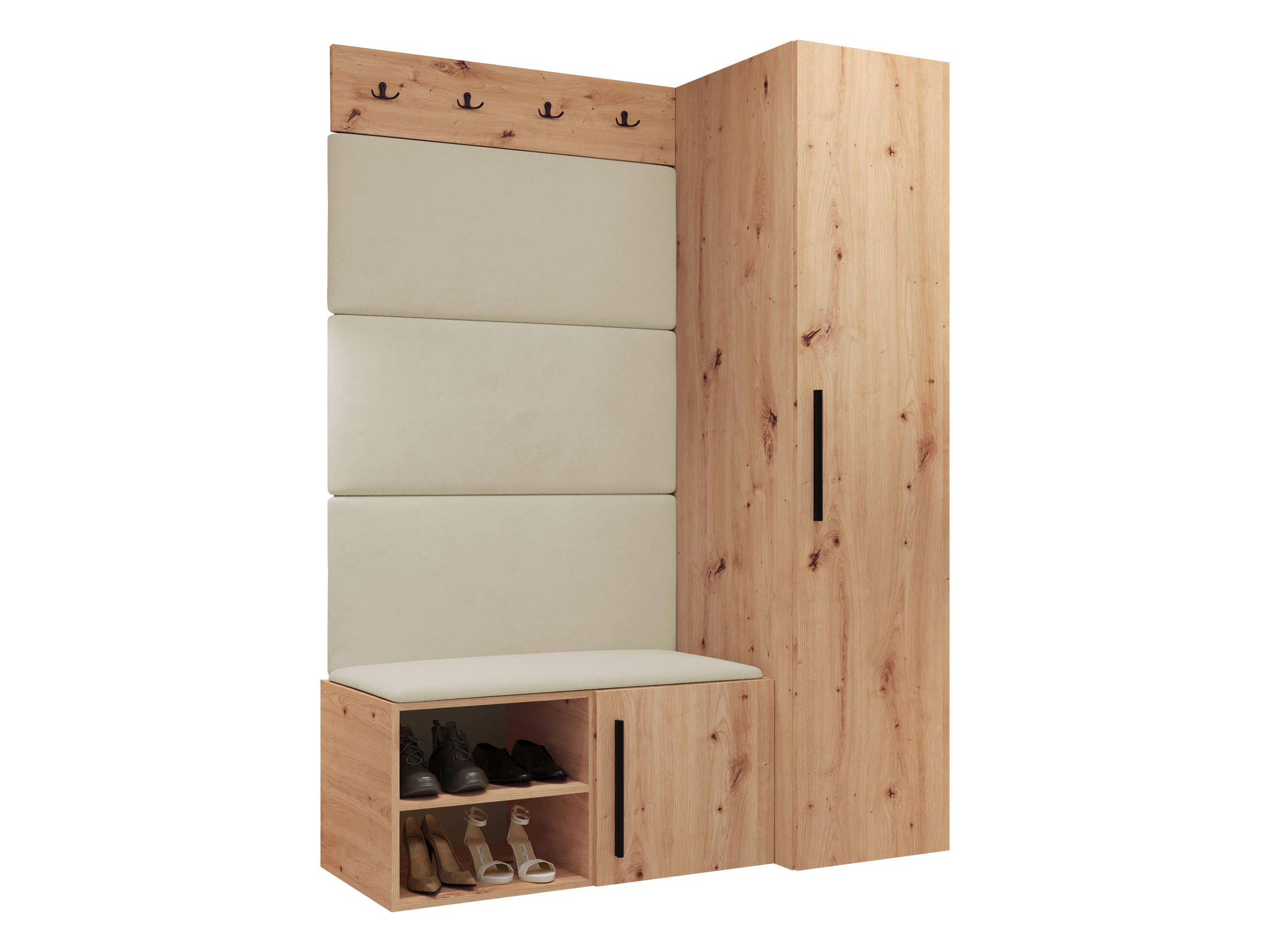 MOBILIER PENTRU HOL Medi II - bej/stejar Artisan, material plastic/compozit lemnos (40/191/50cm) - MIRJAN24
