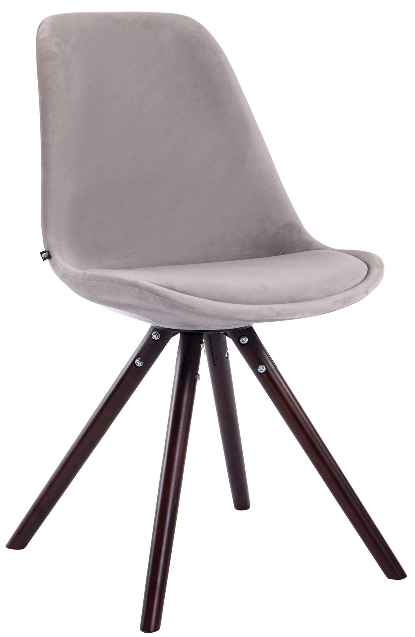 BESUCHERSTUHL Toulon Samt, Gestell Buchenholz Cappuccino rund Grau - Grau/Cappuccino, Holz/Buchenholz (48/83/56cm) - TPFLiving
