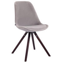 BESUCHERSTUHL Toulon Samt, Gestell Buchenholz Cappuccino rund Grau - Grau/Cappuccino, Holz/Buchenholz (48/83/56cm) - TPFLiving
