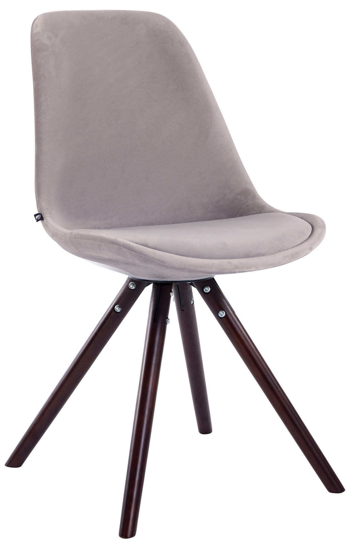 STUHL 4er Set Samt grau - Grau/Cappuccino, Holz/Textil (48/84/56cm) - CLP