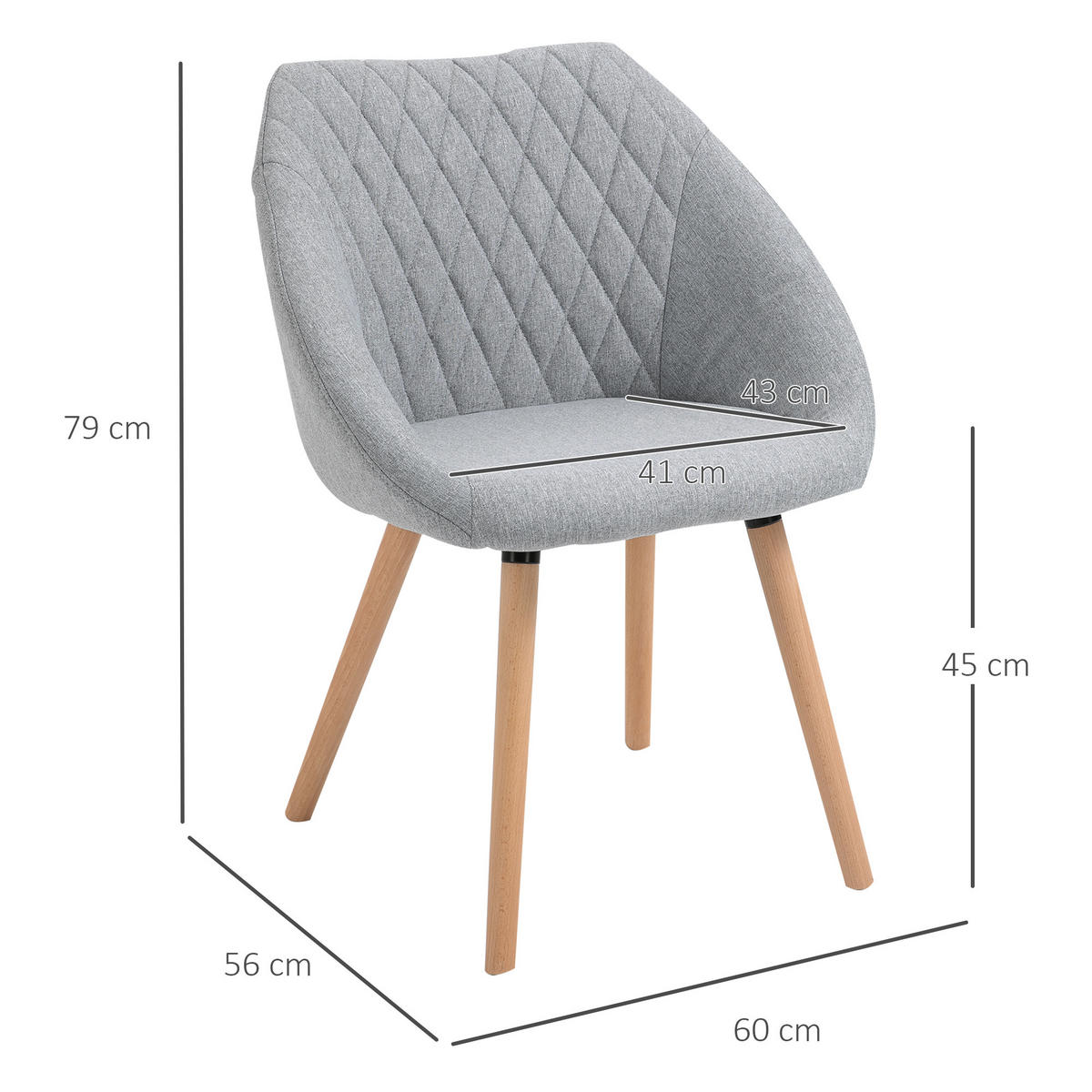 ESSZIMMERSTÜHLE 2er-Set DE-13175 Skandinavisch mit Armlehnen Grau - Grau, Holz (56/79/60cm) - ComfortXL