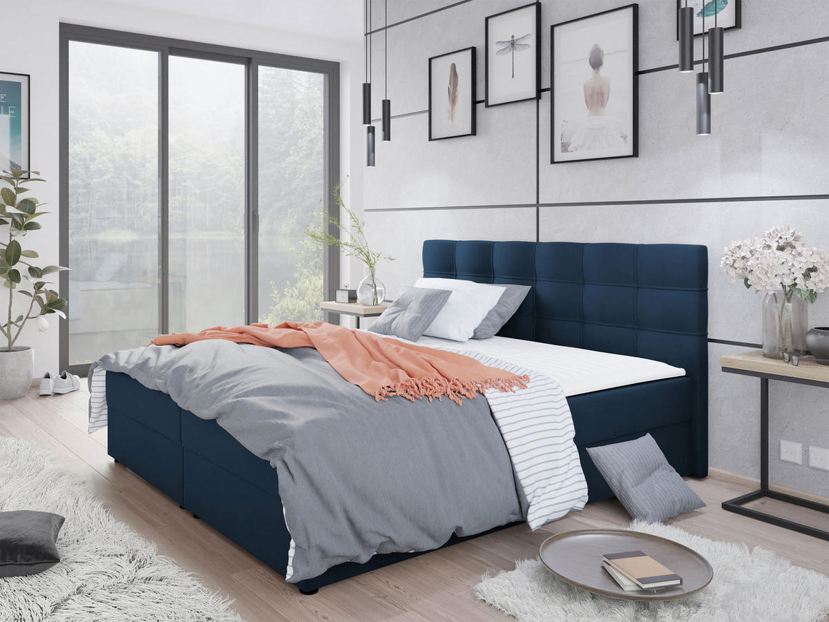 BOXBETT Fado II - Blau/Schwarz, Holz/Kunststoff (180/200cm) - MIRJAN24