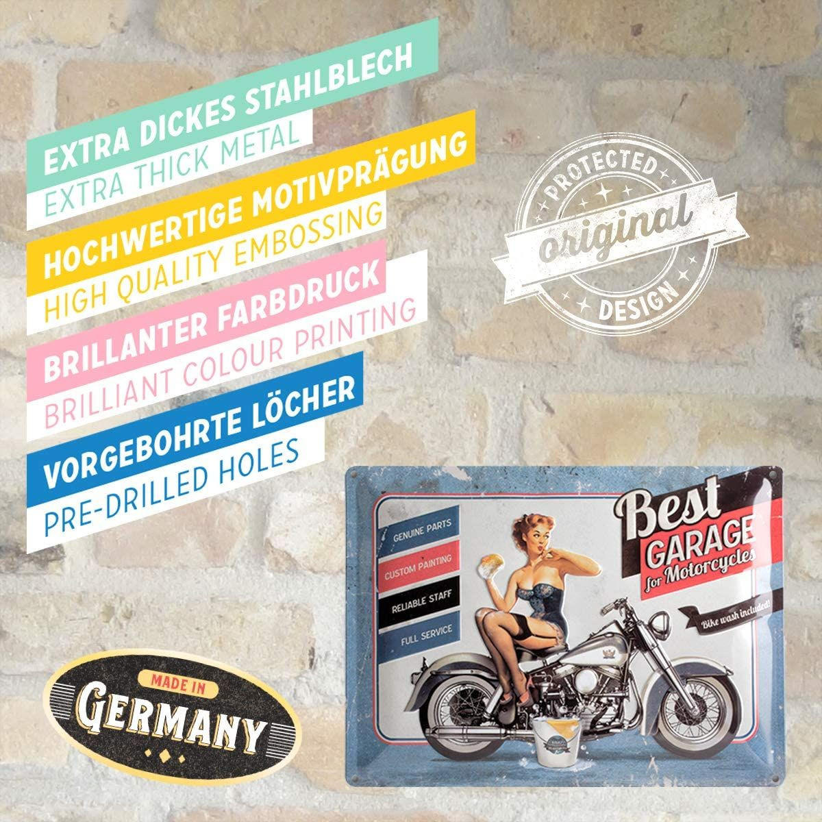 BLECHSCHILD 30/40 cm Best Garage Blue - Multicolor, Metall (40/30/0.2cm) - Nostalgic-Art