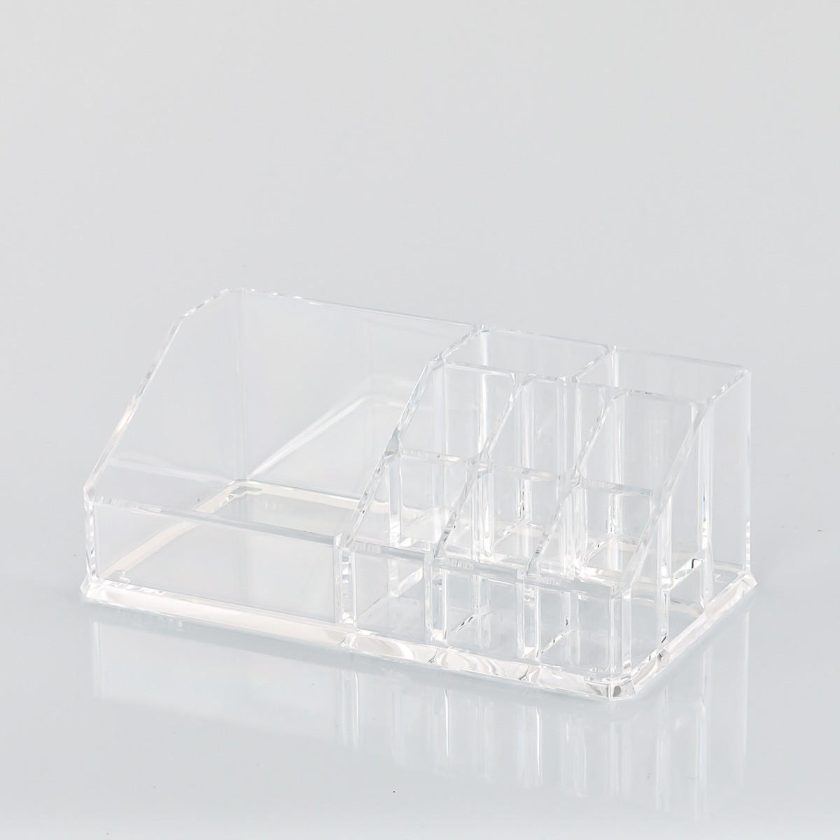 KOSMETIKORGANIZER, 9 Fächer, großes Einzelfach - Transparent, Kunststoff (9.5/17.5/6.5cm) - bremermann