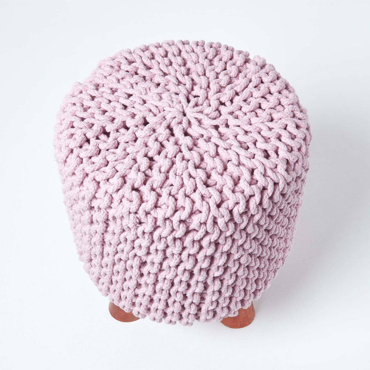 STRICK-HOCKER rosa, Dreibein 32/32/42 cm - Rosa, Textil (32/42/32cm) - Homescapes