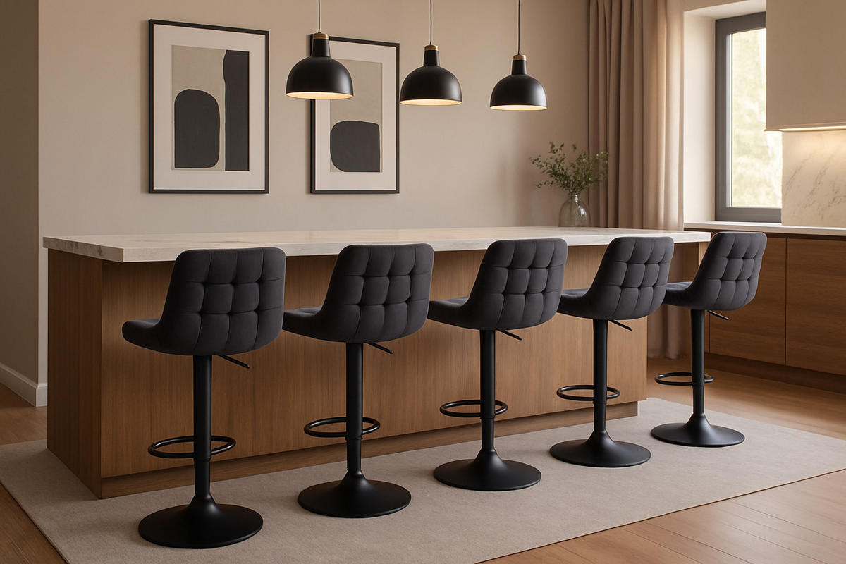 BARHOCKER Tower Samt schwarz - Schwarz, Textil/Metall (48/105/54cm) - TPFLiving