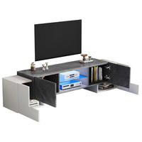 TV-LOWBOARD aus MDF 180x40x46,5 cm Weiß/Grau mit LED-Beleuchtung und 4 Schranktüren - Weiß, Holzwerkstoff (180/46.5/40cm) - IVMEU
