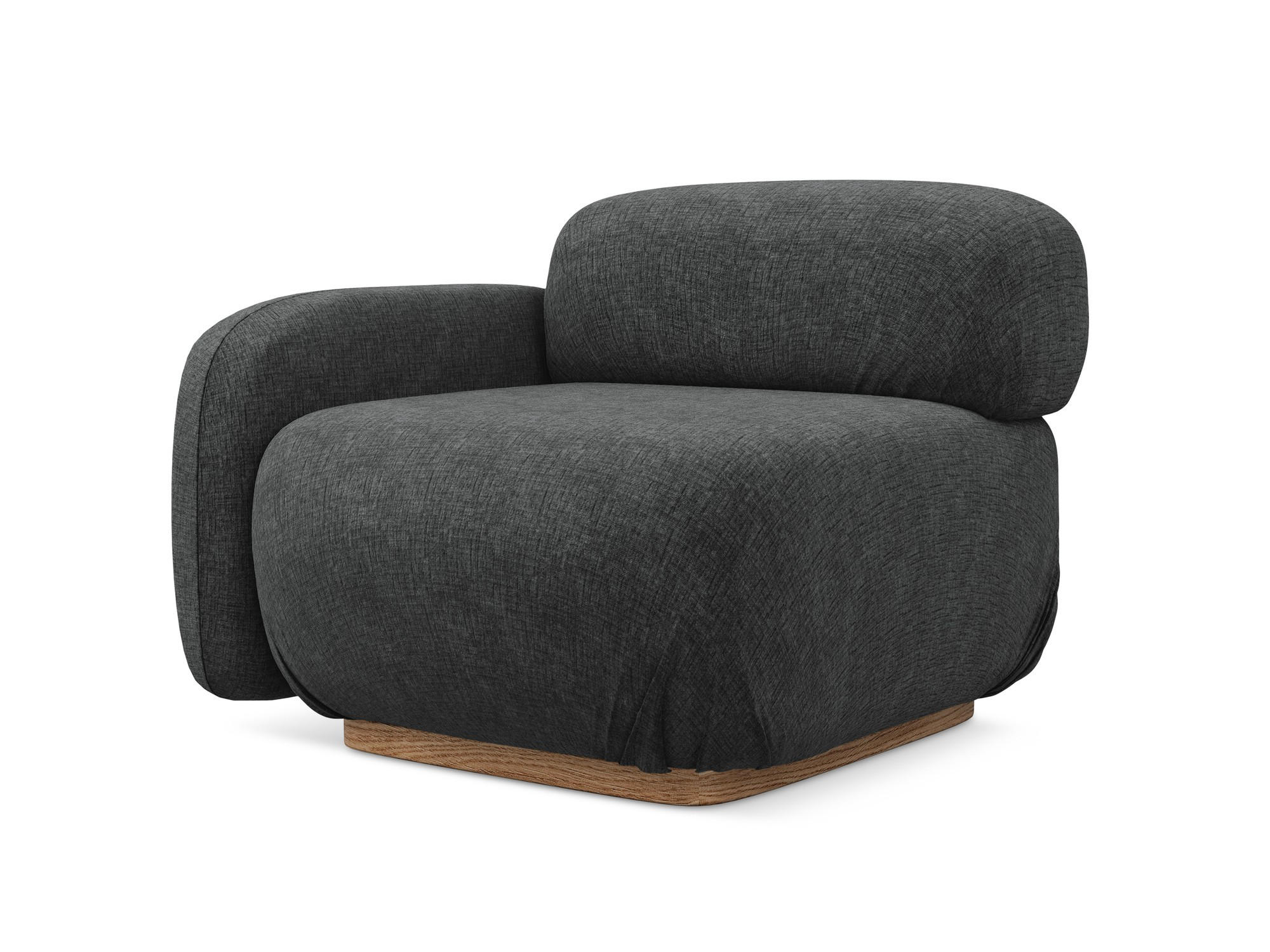 SOFAELEMENT Links Chenille Stoff Grau - Dunkelgrau/Braun, Holz/Textil (95/73/95cm) - Makamii