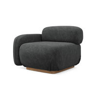 SOFAELEMENT Links Chenille Stoff Grau - Dunkelgrau/Braun, Holz/Textil (95/73/95cm) - Makamii