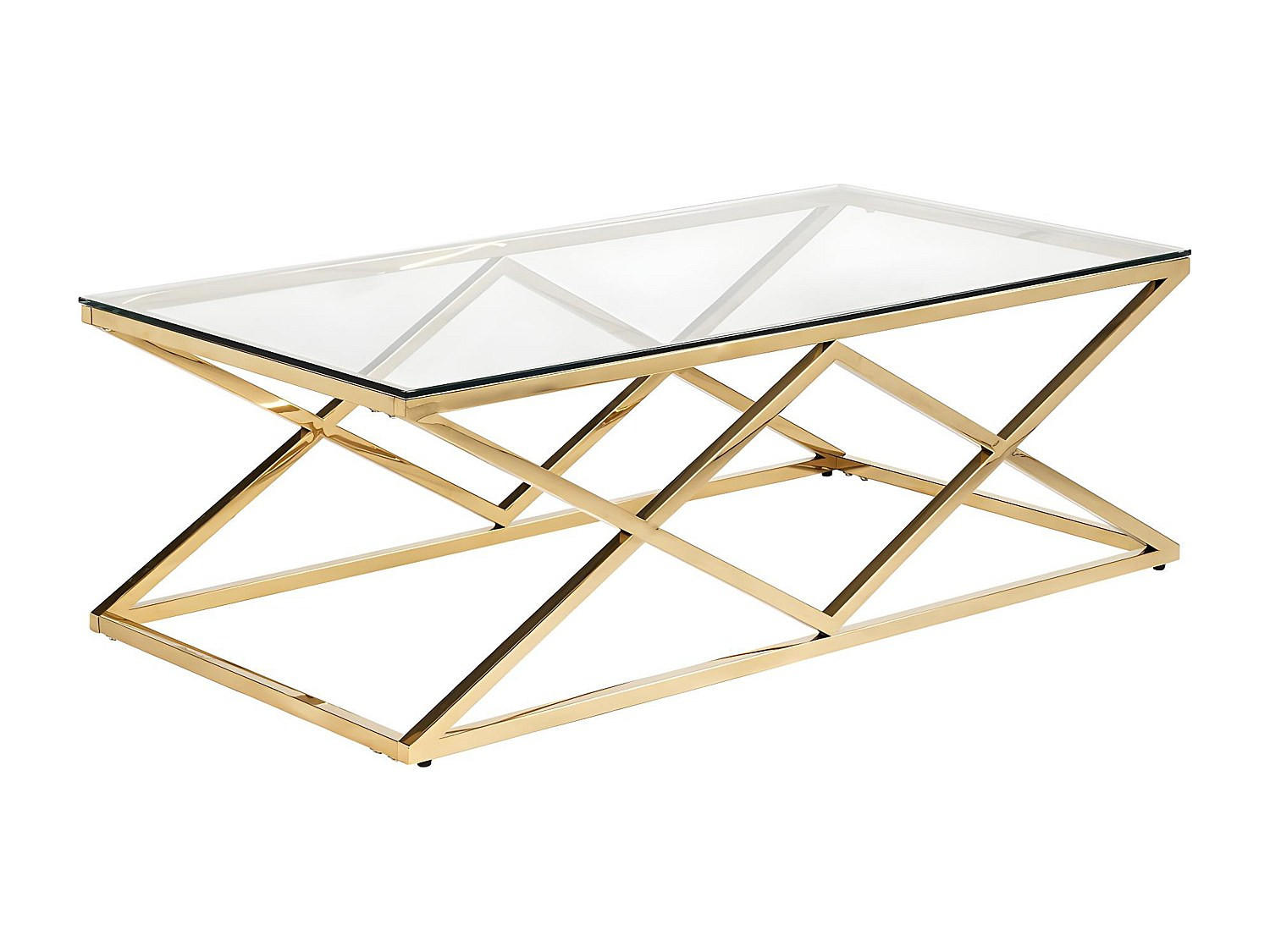 COUCHTISCH - Glas & Stahl - Goldfarben - CHARLOTTE - Transparent, Glas (120/60/40cm) - Pascal Morabito