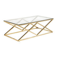 COUCHTISCH - Glas & Stahl - Goldfarben - CHARLOTTE - Transparent, Glas (120/60/40cm) - Pascal Morabito