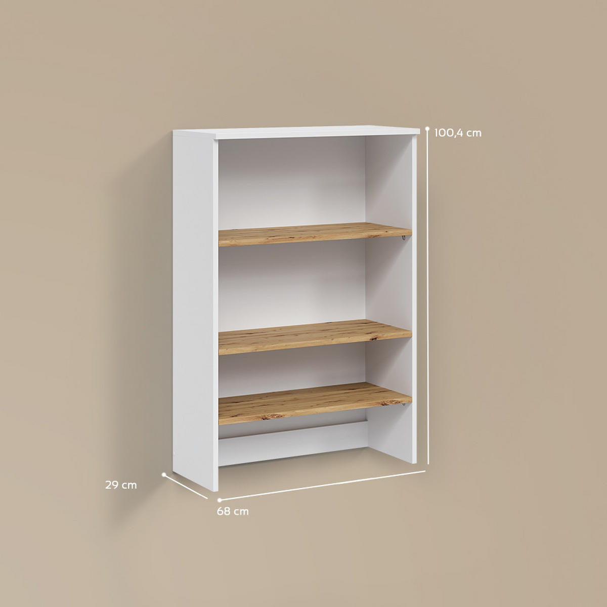 BADSCHRANK Paolina Weiß/Artisan 68 x 100.4 cm mit offenen Regalen - Weiß/Eiche Artisan, Holzwerkstoff (68/100.4/29cm) - Livinity®