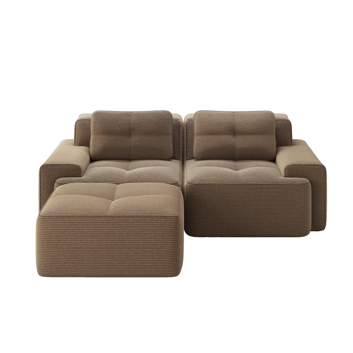 ECKSOFA DE-34113 2-Sitzer mit Ottoman Braun - Braun, Textil (177/204cm) - ComfortXL