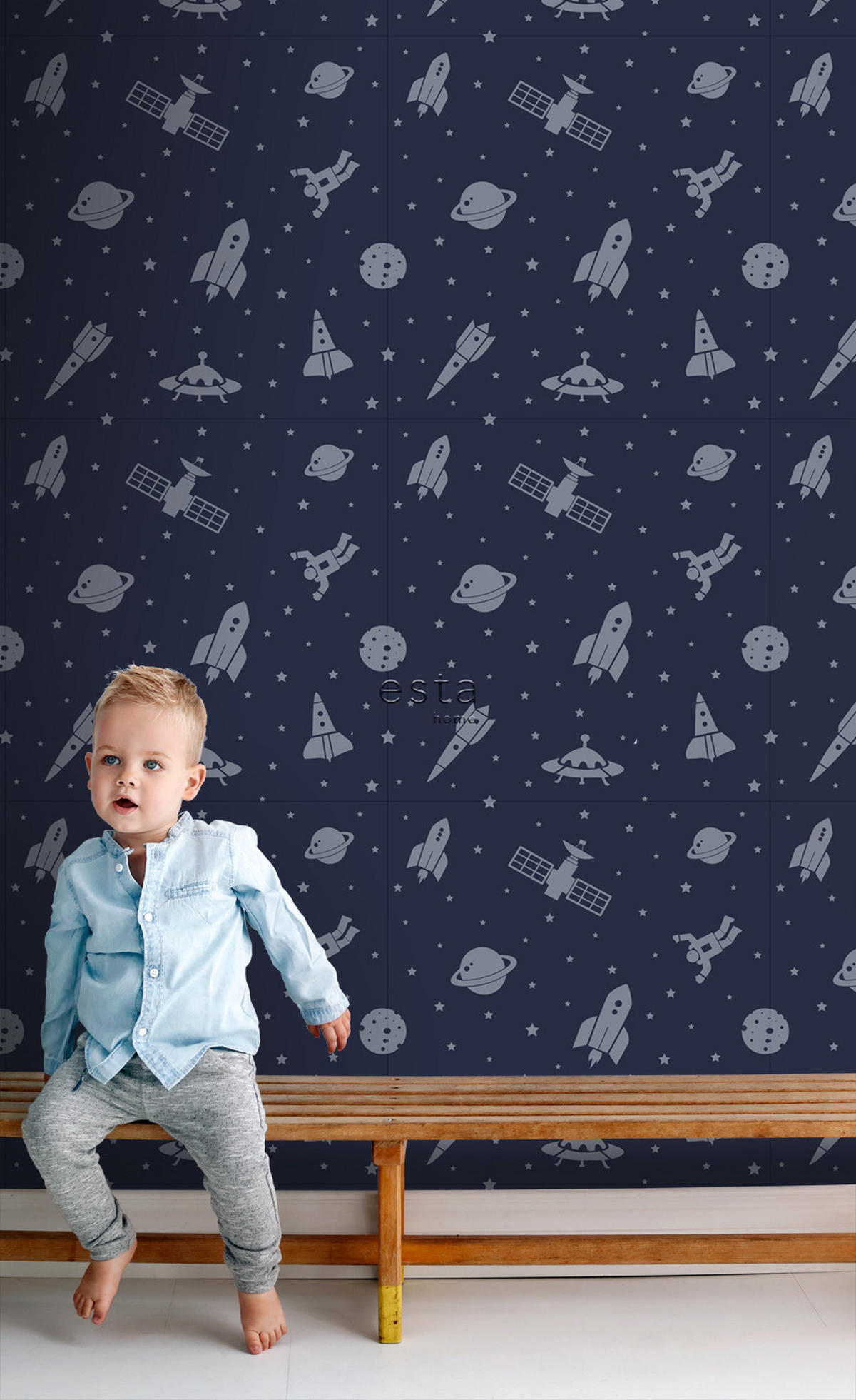 TAPETE Weltraum 50 x 900 cm - Blau, Papier (50/0.1cm) - ESTAhome