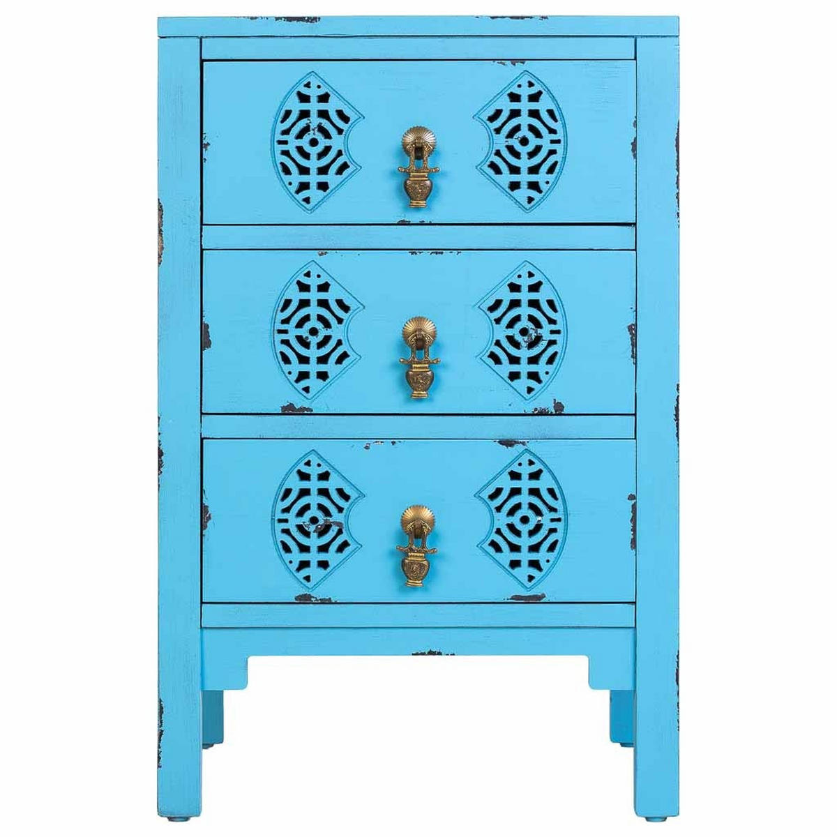 NACHTTISCH aus Holz, blau, 45x36x70cm - Blau, Holz (45/70/36cm) - Wanderlust