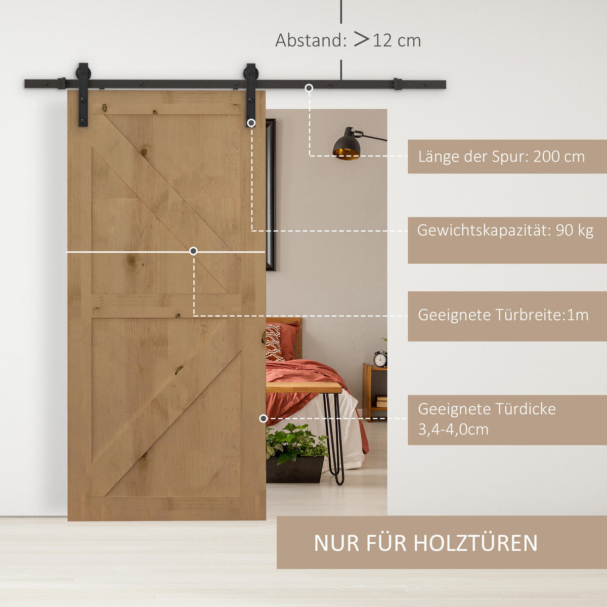 SCHIEBETÜRSYSTEM - Schwarz, Metall (4/0.6/200cm) - HOMCOM