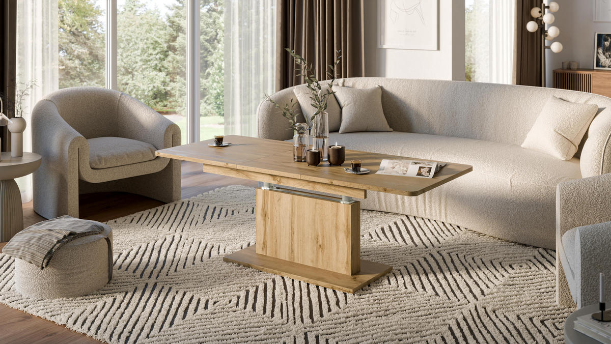 COUCHTISCH rechteckig Eiche Wotan 126/70/58 cm - Eiche Wotan, Holzwerkstoff (70/126/57cm) - designimpex