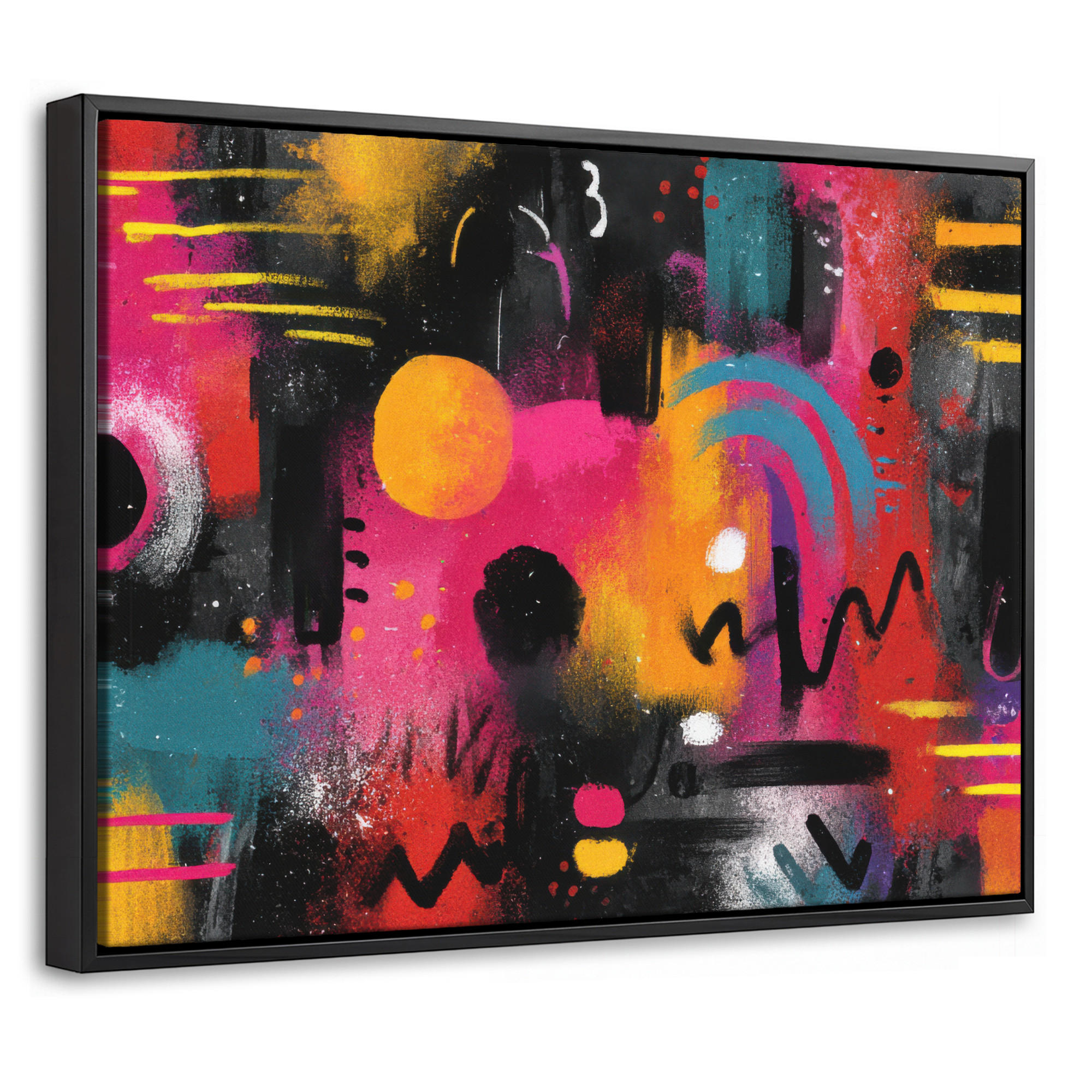 LEINWAND Bilder mit Rahmen - Farbflächen - Formen - Bunt - Abstrakt - 40x30 - Pink, Textil (40/30cm) - MuchoWow