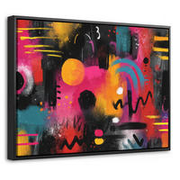 LEINWAND Bilder mit Rahmen - Farbflächen - Formen - Bunt - Abstrakt - 40x30 - Pink, Textil (40/30cm) - MuchoWow