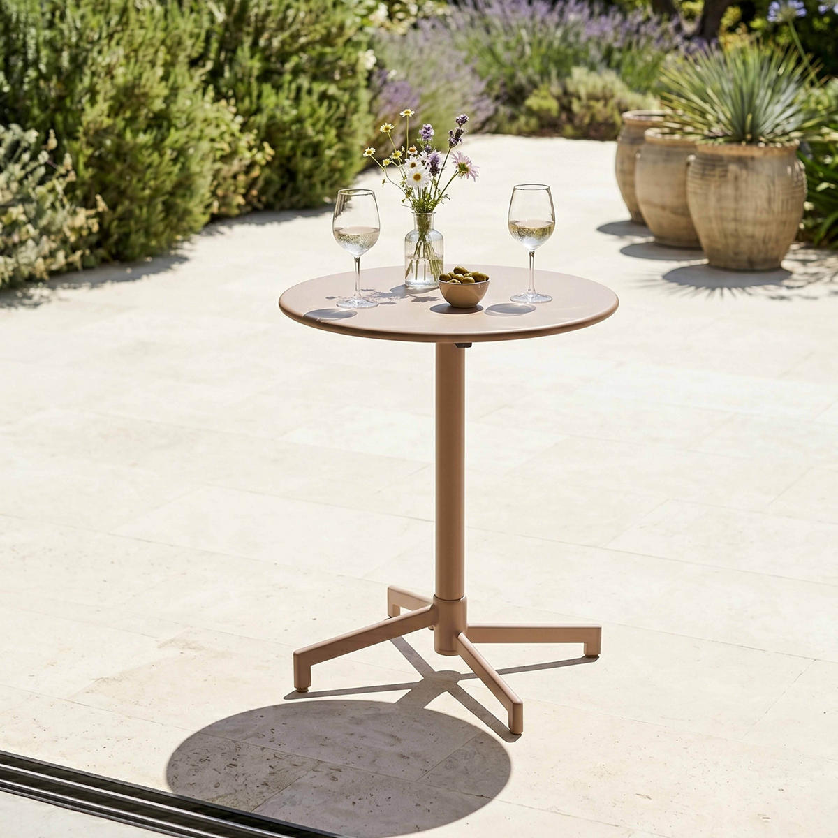 BISTROTISCH, Taupe - Taupe, Metall (70/70/72cm) - Oviala