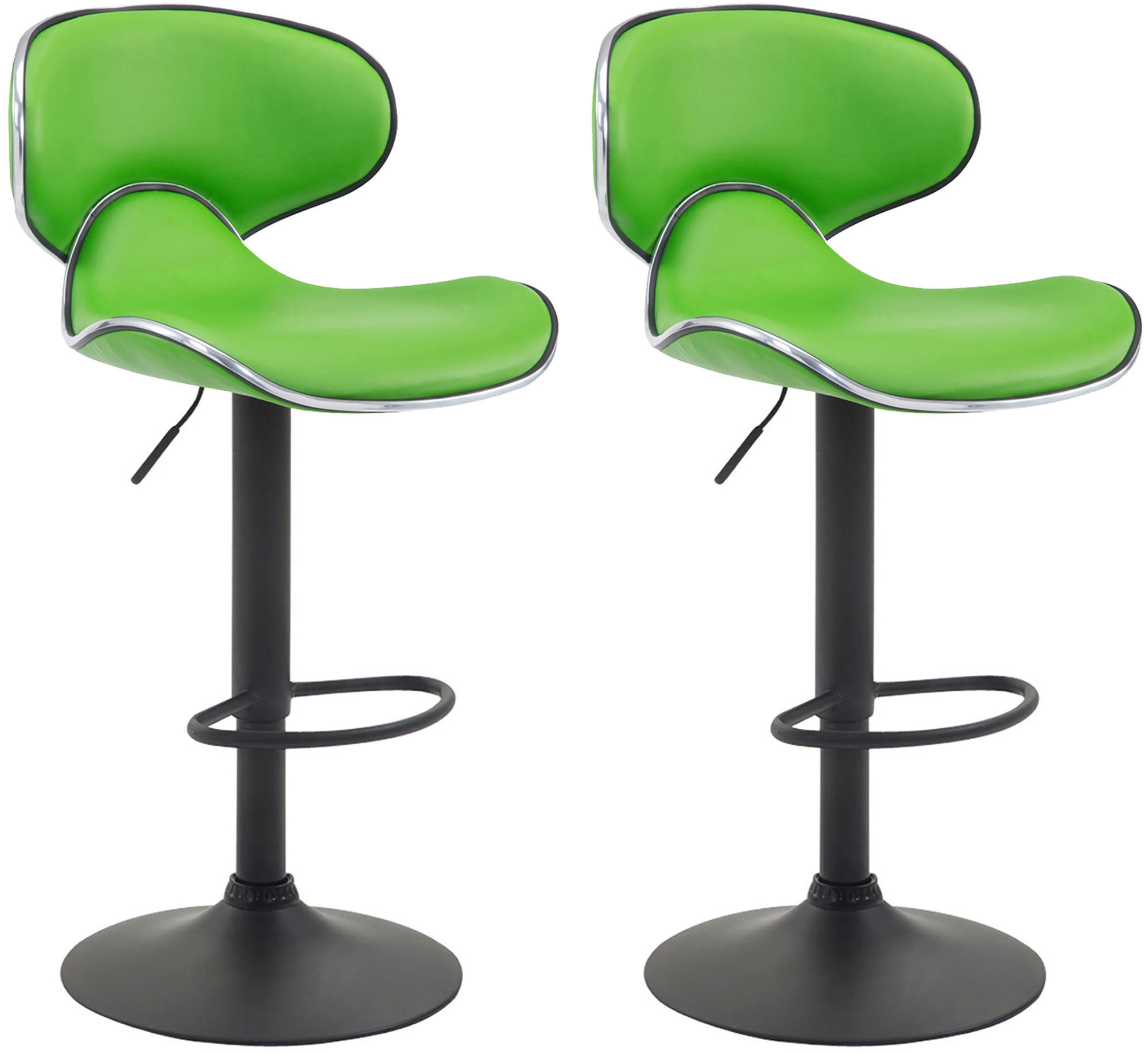 BARHOCKER 2er Set Lederlook grün - Schwarz/Grün, Textil/Metall (46/88/49cm) - CLP