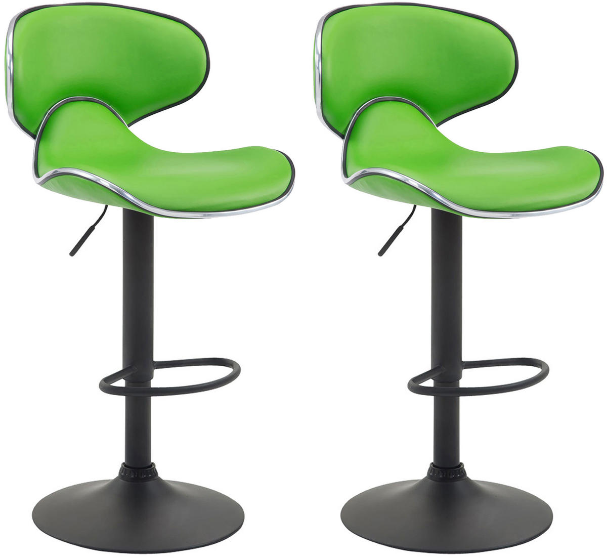 BARHOCKER 2er Set Lederlook grün - Schwarz/Grün, Textil/Metall (46/88/49cm) - CLP