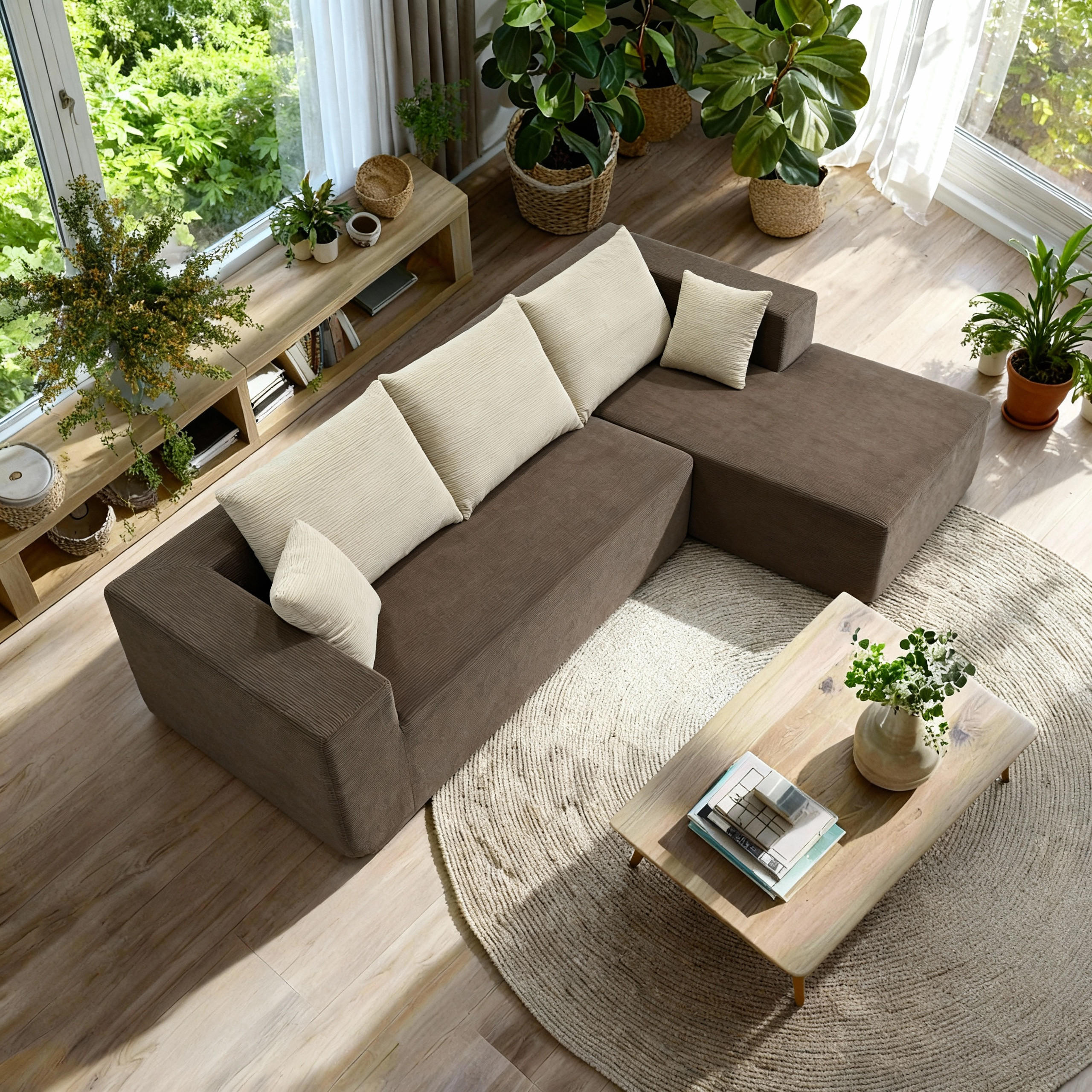 Thumbnail - Coco Living Ecksofa, Braun, Textil, 3-Sitzer, 267x175 cm, Wohnzimmer, Sofas & Couches, Wohnlandschaften, Ecksofas