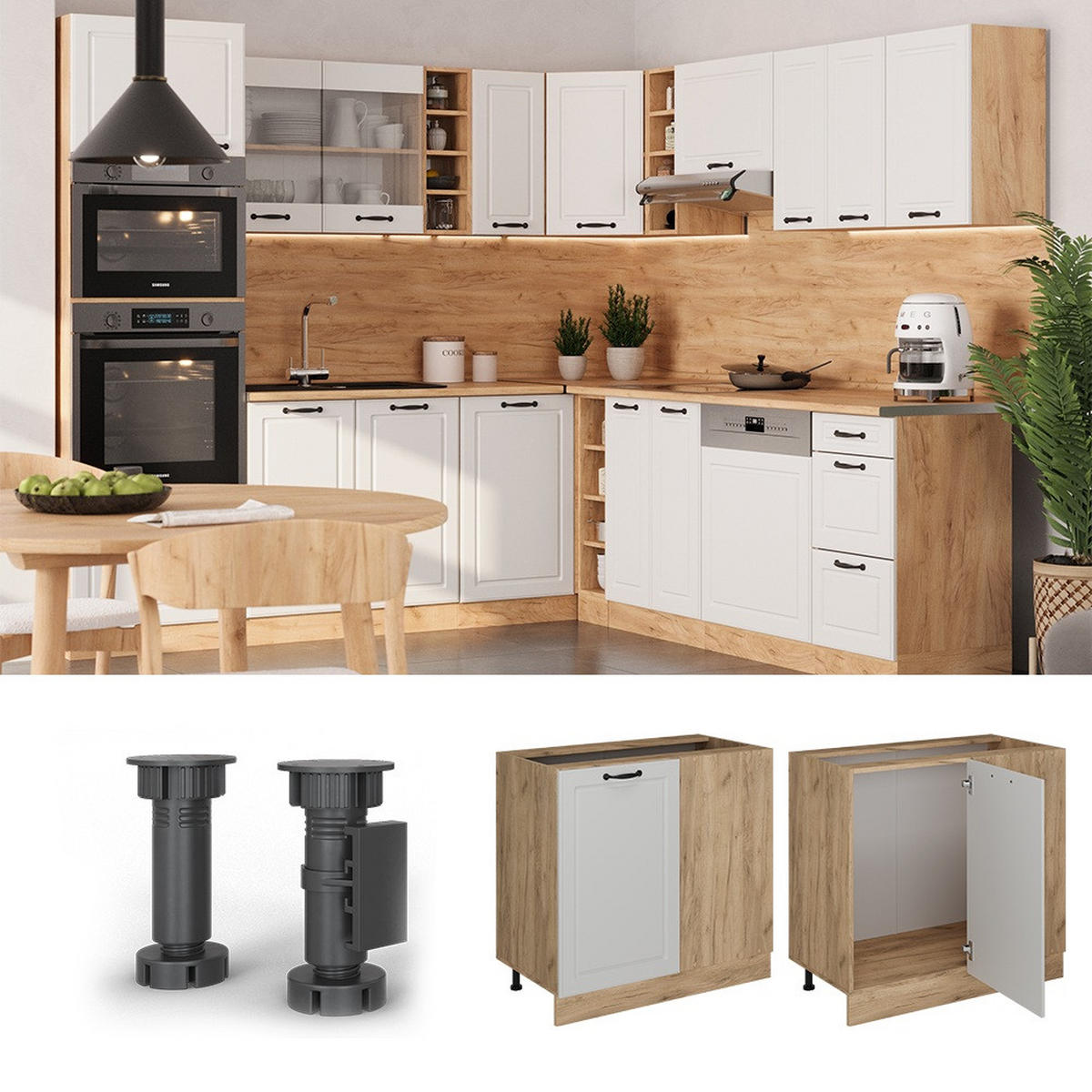 ROHOVÁ SKŘÍŇKA R-Line Bílý venkovský dům - bílá/medově dubová, kompozitní dřevo (86/81.6/60cm) - Vicco