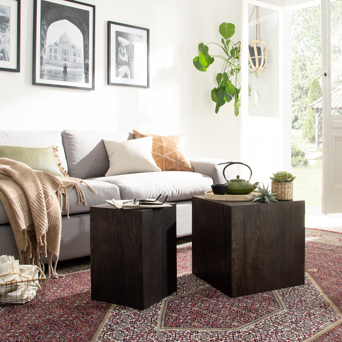 BEISTELLTISCH - Echtholzfurnier - Eichefarben, Holzwerkstoff (40/40/40cm) - home24