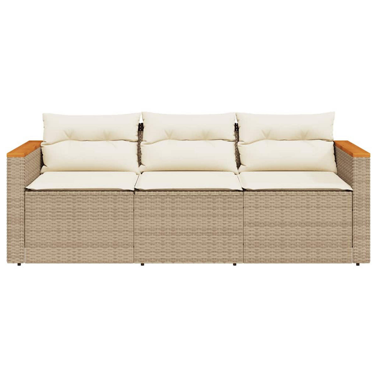 GARTENSOFA Mit Kissen 3-Sitzer Beige Poly Rattan - Beige, Kunststoff (177/66/65cm) - vidaXL