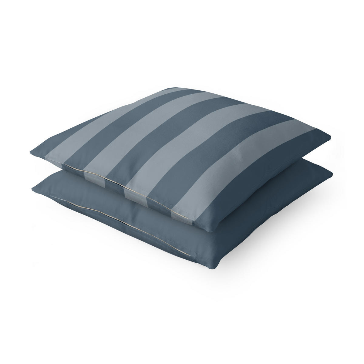 DEKOKISSEN 2er-Set Schieferblau trifft Streifen Duo 40/40 cm - Blau, Textil (40/40cm) - Bilderwelten