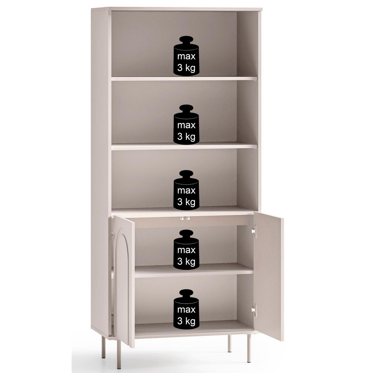 REGAL Orvella Taupe 80 cm - Taupe, Holzwerkstoff (80/180/40cm) - Homebook