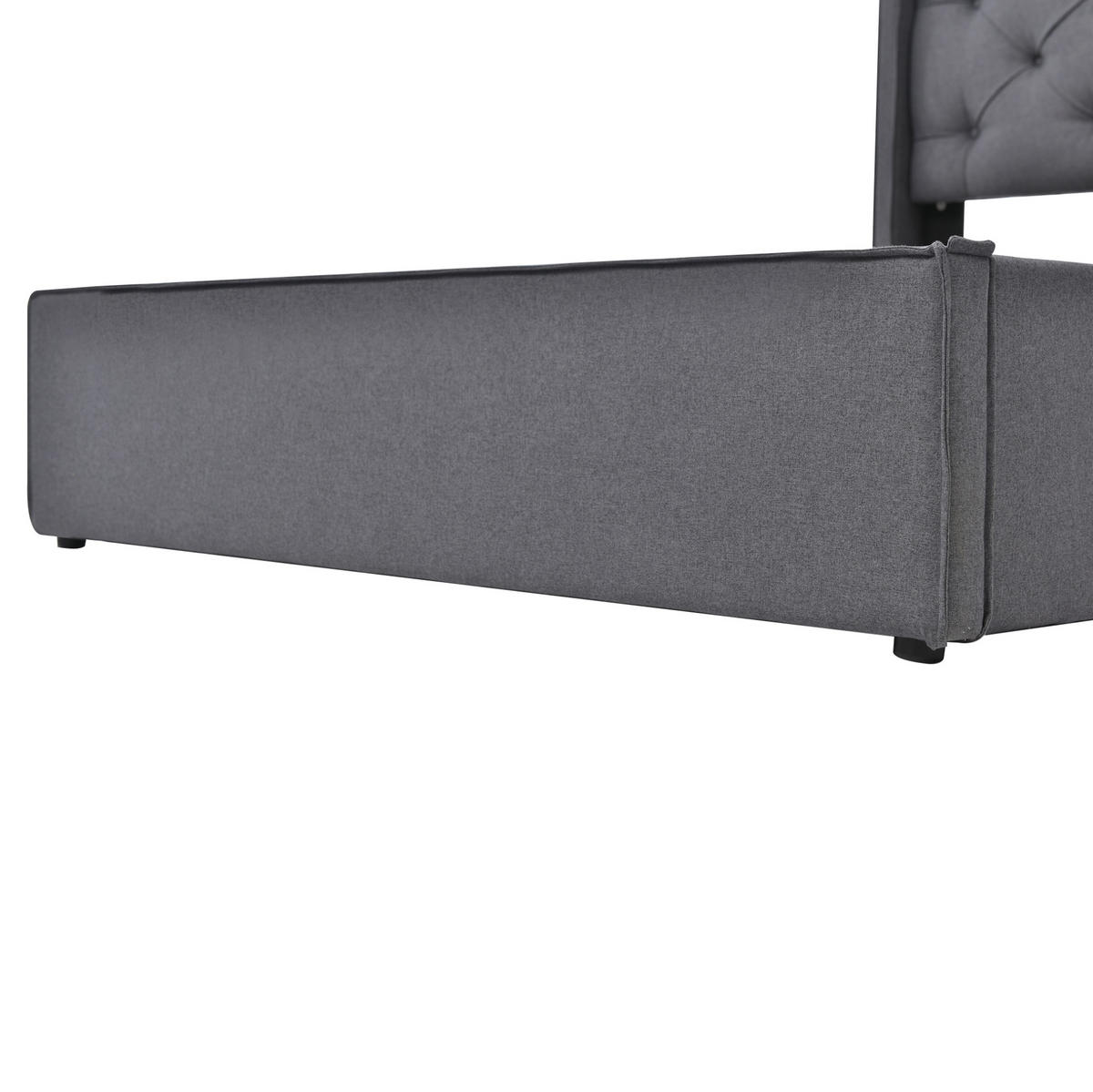 BETT mit Bettkasten 90x200 cm Baumwolle Grau inkl. Matratze - Grau, Metall (90/200cm) - Meubliv