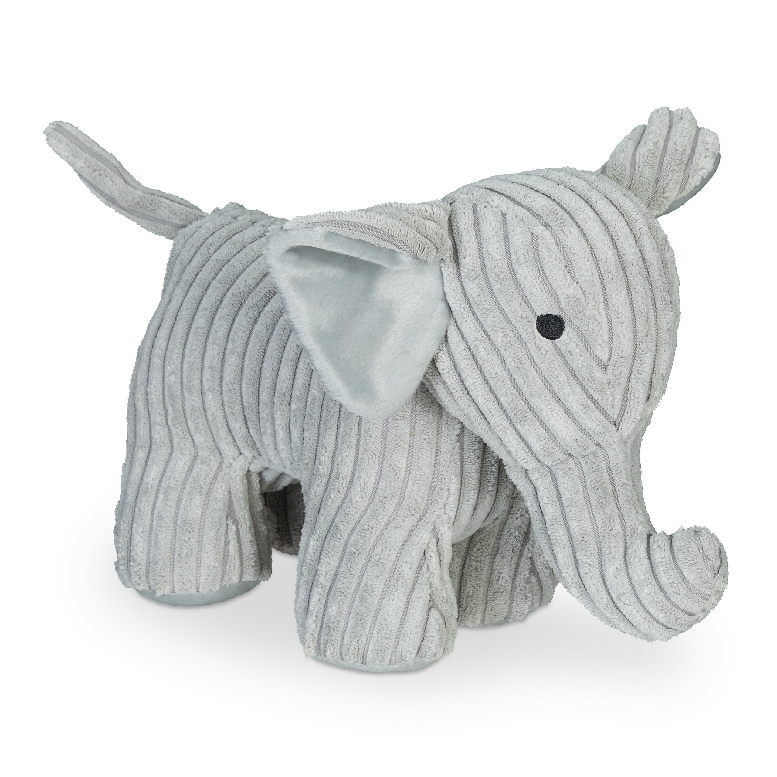 DÖRRSTOPP Grå elefant tyg sandfylld 22x14x38 cm - Grå, Textil/Naturmaterial (14/38cm) - Relaxdays