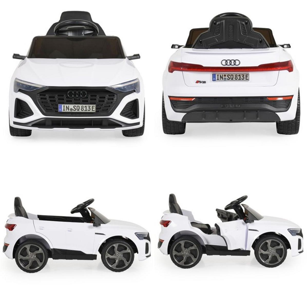 ELEKTROAUTO Audi SQ8 e-tron weiß EVA-Reifen Musik Licht MP3-Eingang Gurt - Weiß, Kunststoff (99/54/46cm) - Moni