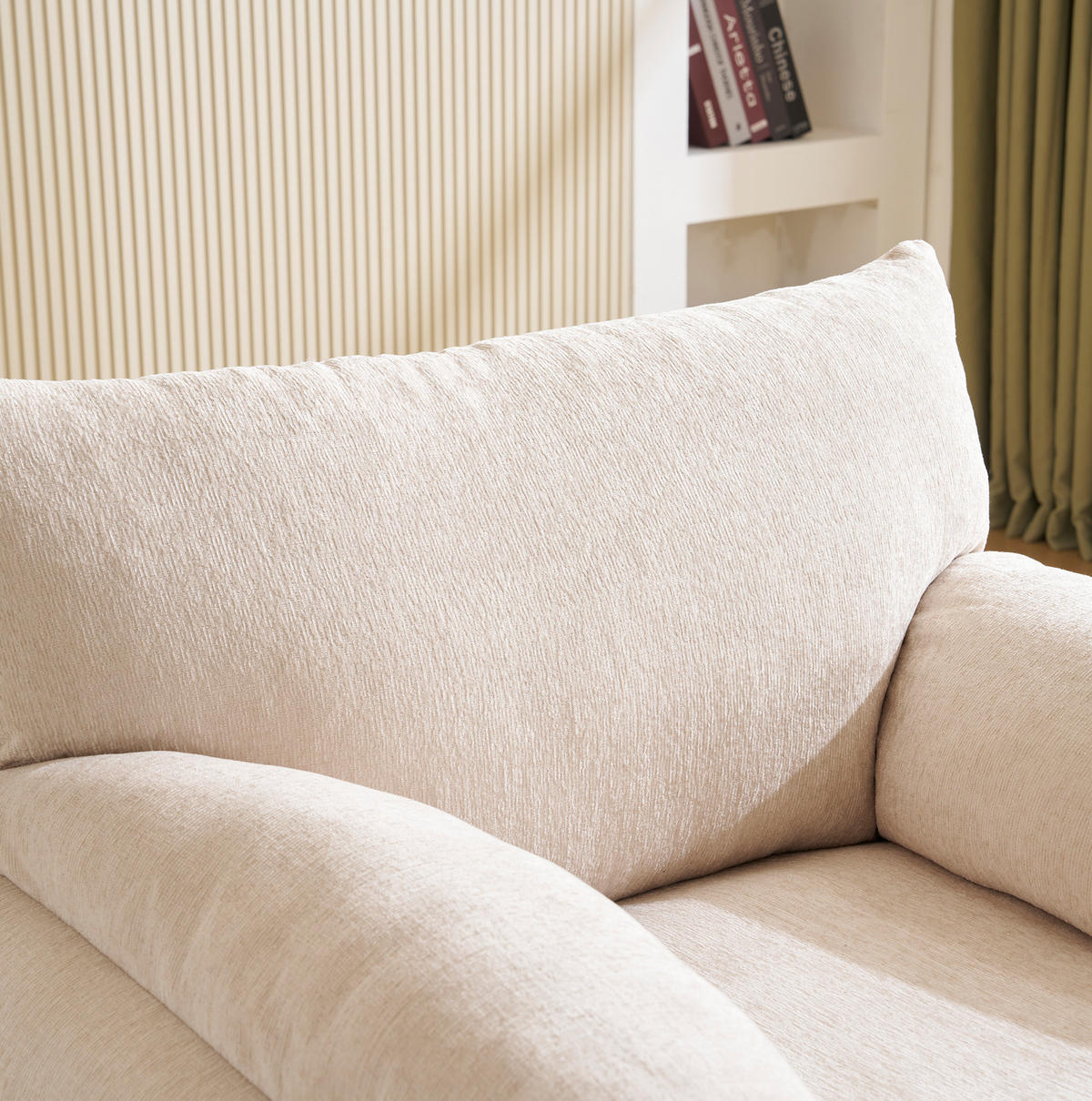 SESSEL Chenille-Stoff mit breiter Sitzfläche 96/82/84 cm Beige - Beige, Textil (82/84/96cm) - Redom